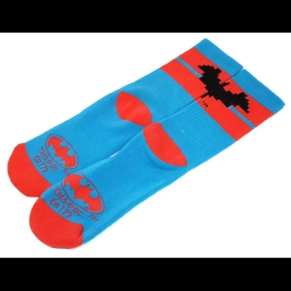 New Funko DC Comics 8-Bit Batman Blue & Red Adult Crew Socks New in package